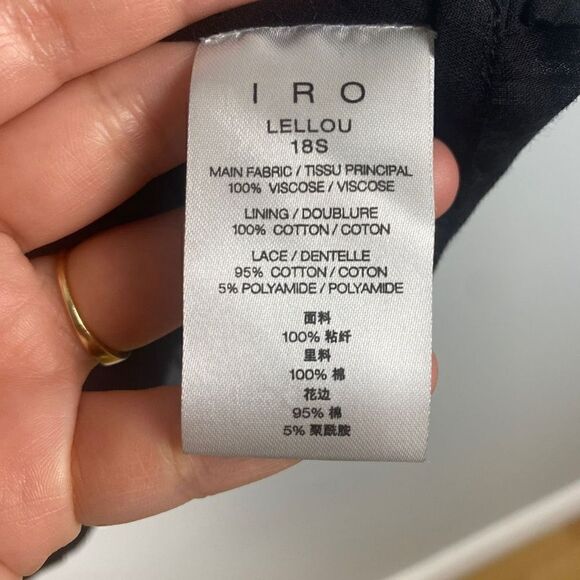 IRO Lellou Lightweight Mini Dress Black Crochet Lace-up - Picture 8 of 14